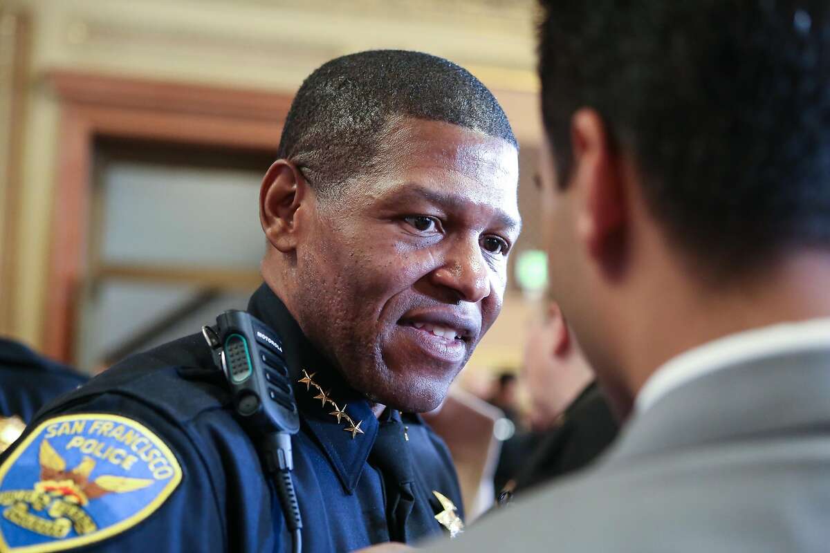 New police chief William Scott speaks with audience members after Mayor Ed Lee's annual state of the city address on Thursday, January 26, 2017 in San Francisco, Calif.