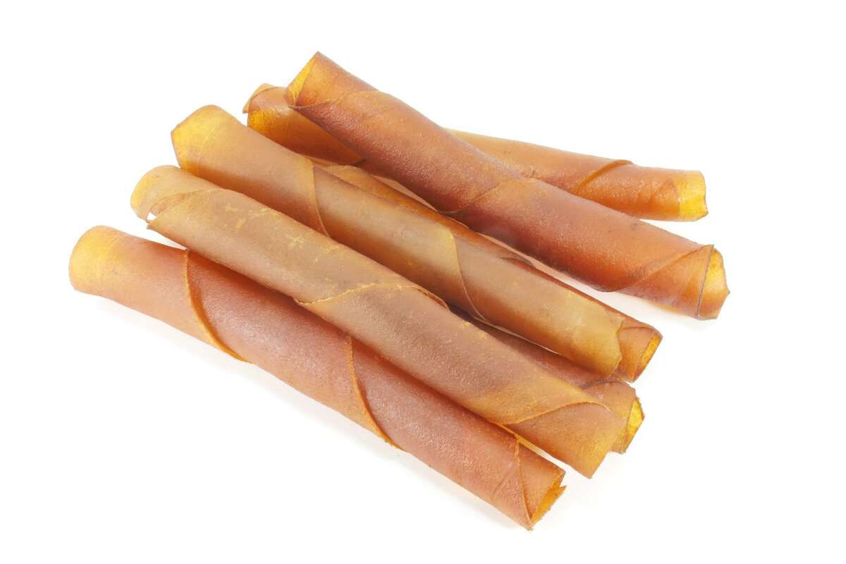 Rawhides and chews can cause gastric irritation in dogs. They can also pose a choking hazard by getting stuck in the esophagus or lodged in parts of the digestive tract when dogs don’t chew them properly.