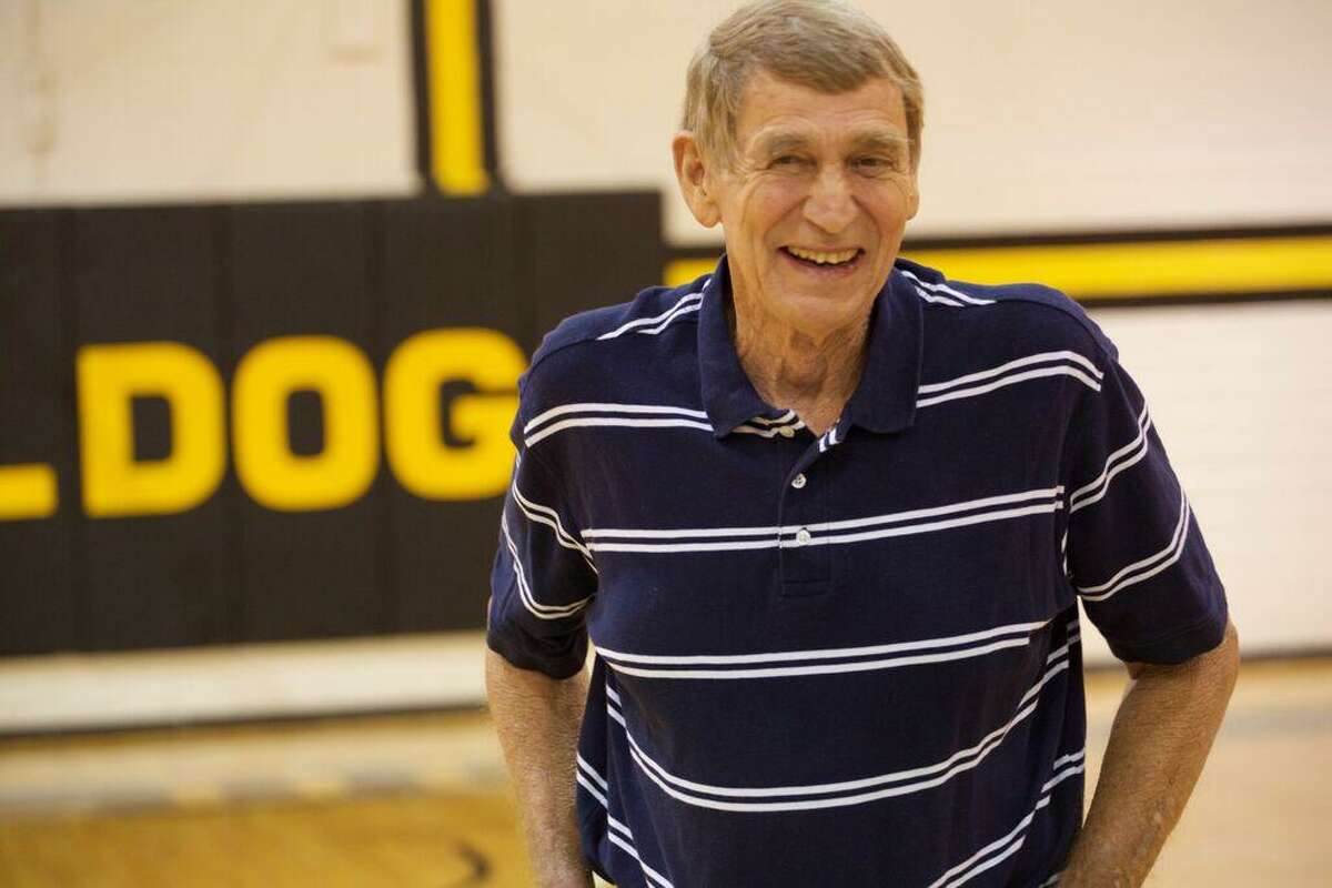 Former Texas Lutheran men’s basketball coach Jim Shuler attends an event to raise funds in his honor at Memorial Gym in Seguin in 2016.
