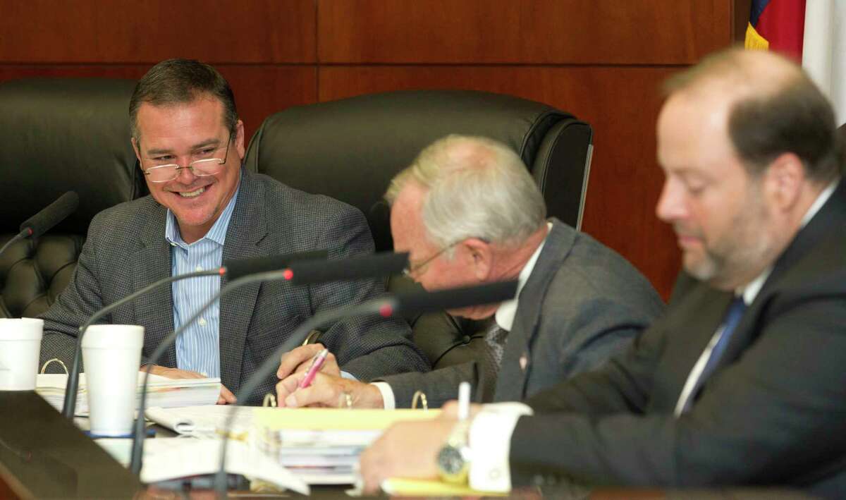 Conroe City Councilman Duane Ham shares a laugh during a city council meeting Wednesday, Jan. 26, 2017, in Conroe. The council approved a budget up to $50,000 to send Ham to Austin to lobby for the city regarding water related legislation.