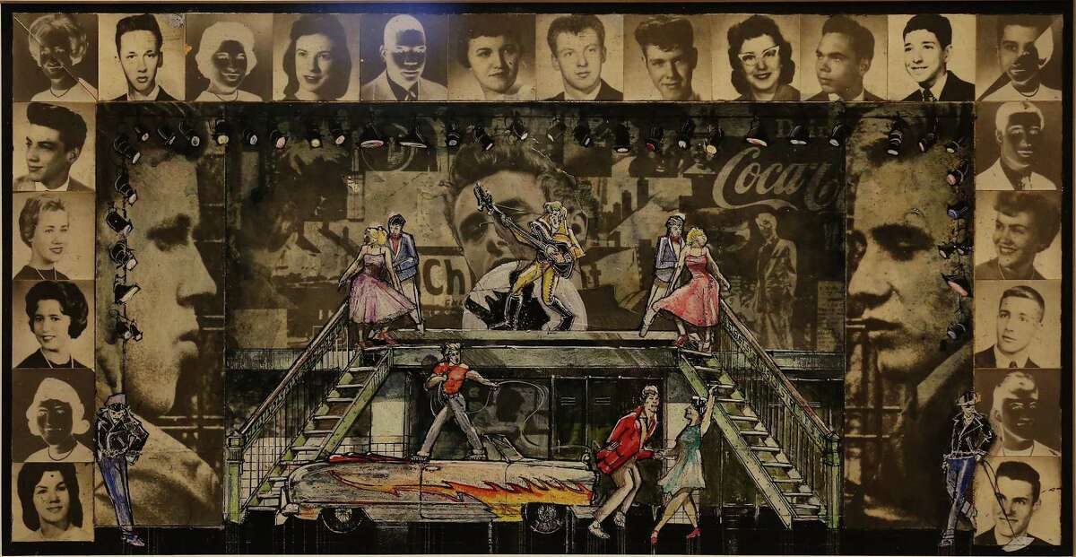 Scene design for "Grease" by Douglas Schmidt on display as the McNay Art Museum pulls all sorts of treasures from the Robert Tobin Collection for its "100 Years of Musical Theatre" exhibit. (Kin Man Hui/San Antonio Express-News)
