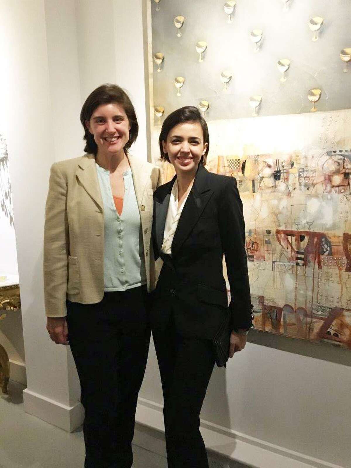 Cos Cob resident Katie Deluca and artist Nadia Martinez at the YMCA Greenwich Junior Board's benefit for BANC at Zorya Fine Art in Greenwich on Thursday evening.