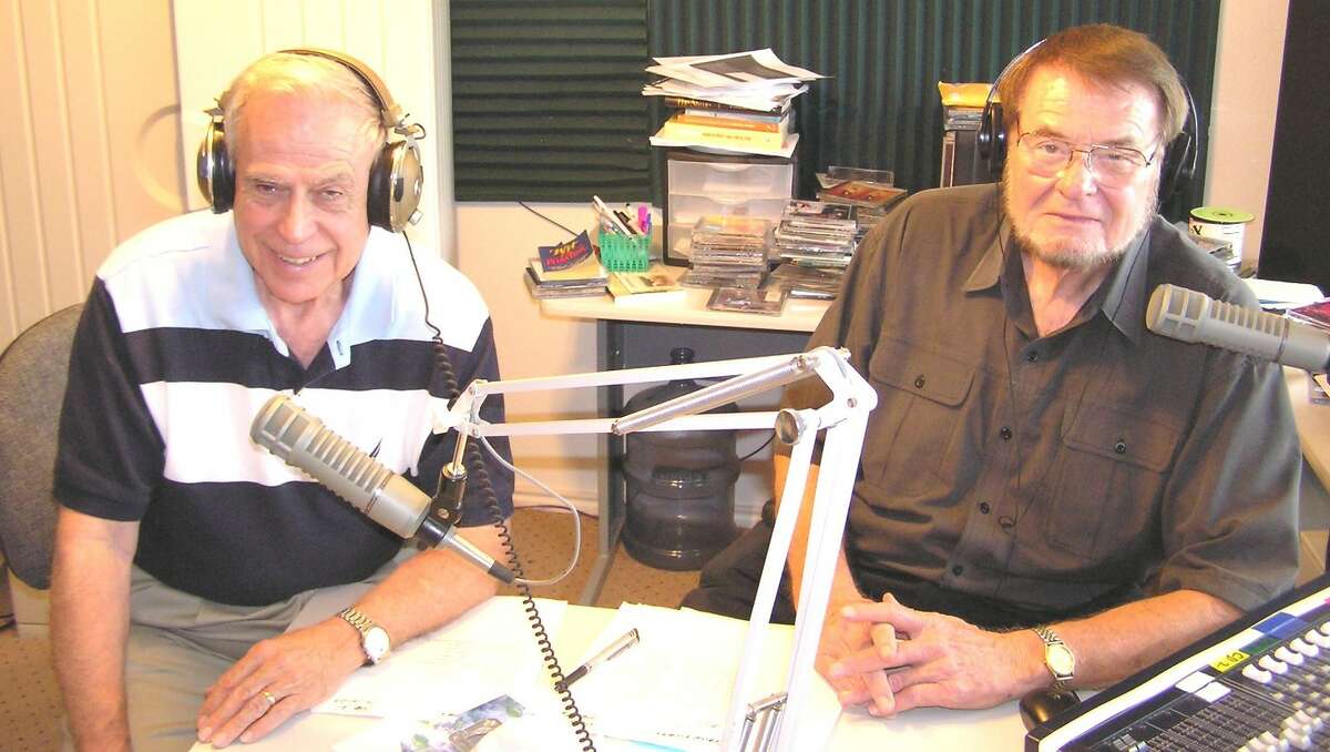 Bruce Hathaway and Gary DeLaune co-hosting their recent radio show, 'Happy Days.'