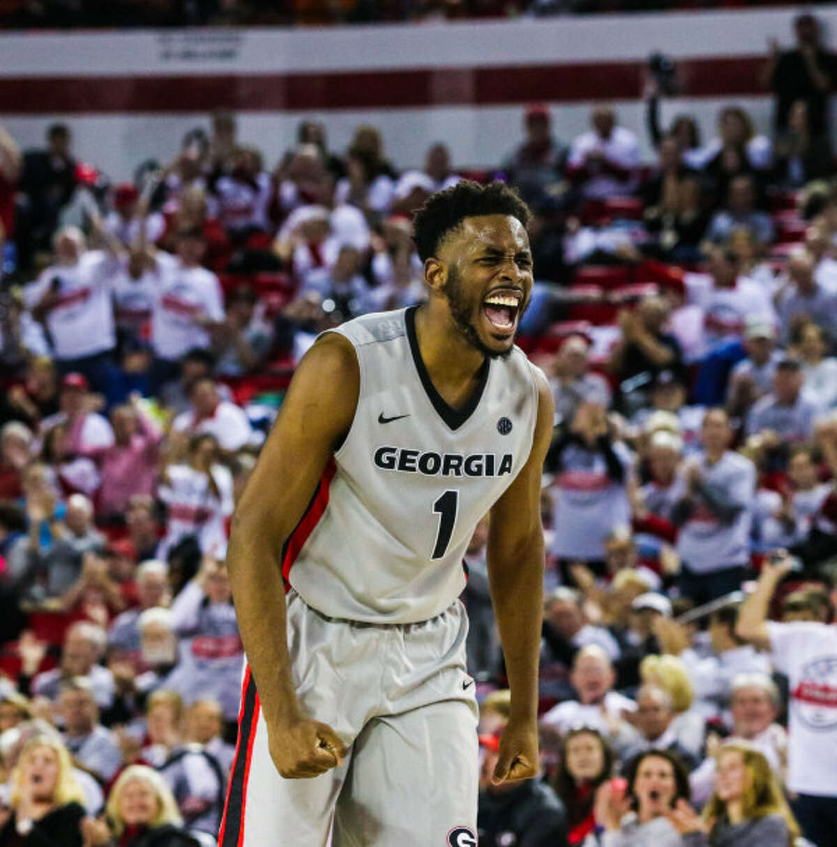 Georgia's Yante Maten (1) during the Bulldogs' game against Texas at Stegeman Coliseum on Saturday, Jan. 28, 2017. (Photo by Cory A. Cole / Georgia Sports Communications)
