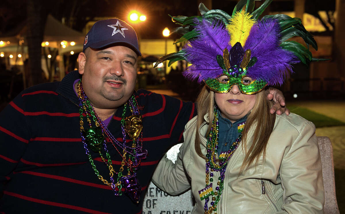 Festivalgoers pose for a photo on Saturday, January 28, 2017 during the Ueta Jamboozie in downtown Laredo.