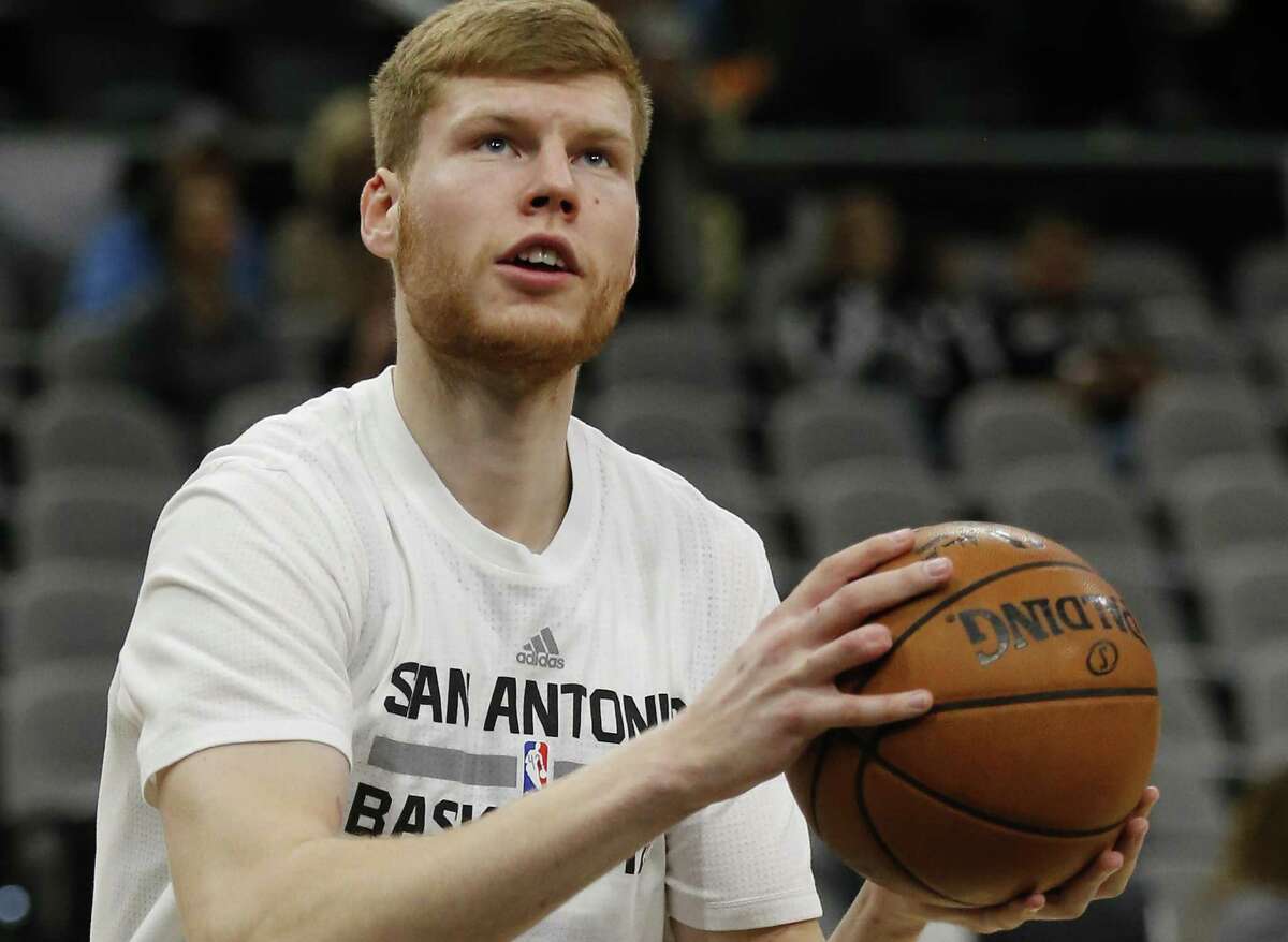 Spurs rookie Davis Bertans warms up before playing Minnesota on Jan. 17 at at the AT&T Center.