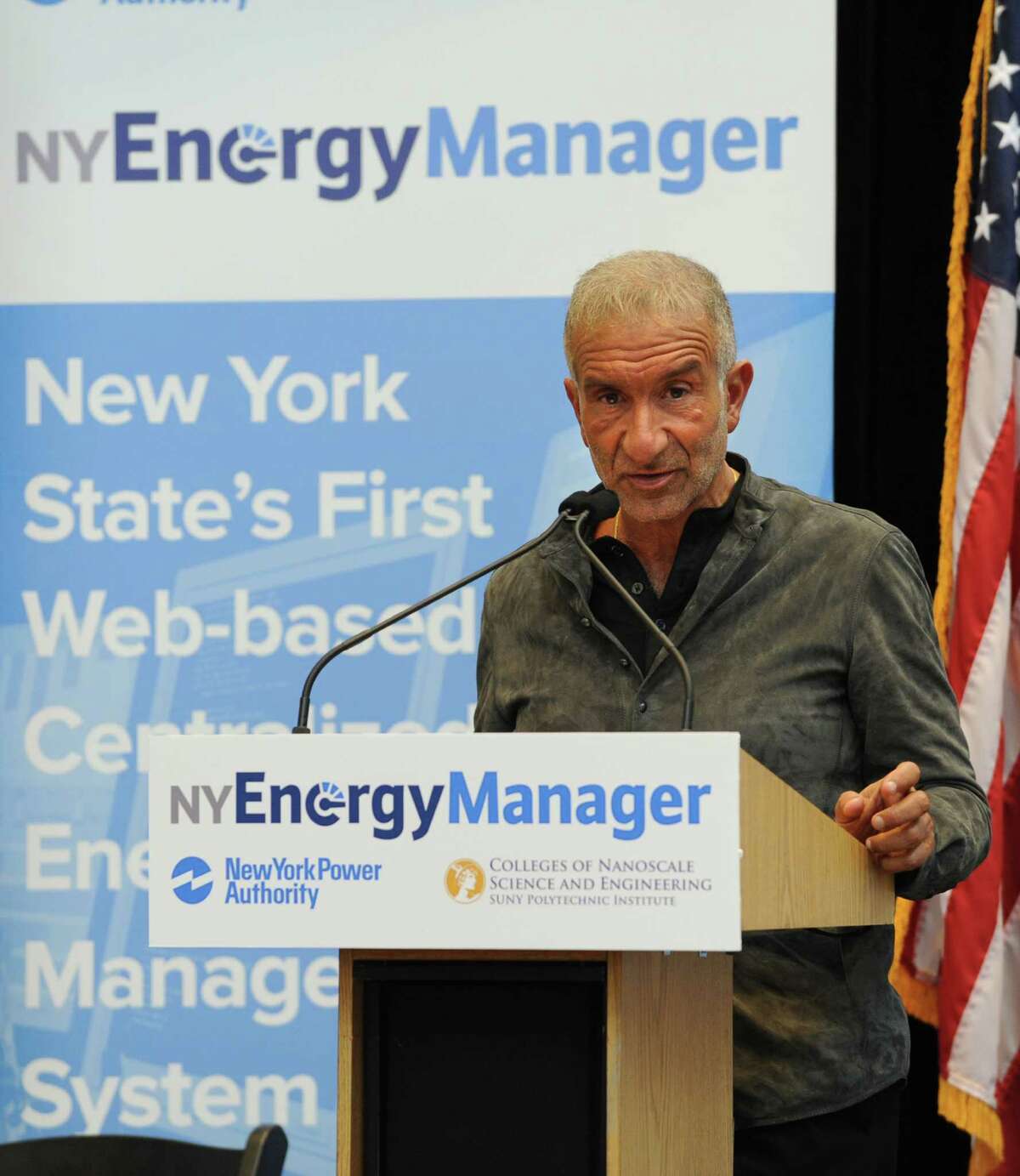 Senior Vice President and Chief Executive Officer, College of Nanoscale Science and Engineering (CNSE) Alain Kaloyeros speaks as New York Power Authority and CNSE at SUNY Polytechnic Institute hold a joint news conference to announce the launch of New York State's first energy management network operations center - the NY Energy Manager (NYEM) -located at CNSE Tuesday, Oct. 21, 2014 in Albany, N.Y.(Lori Van Buren / Times Union)