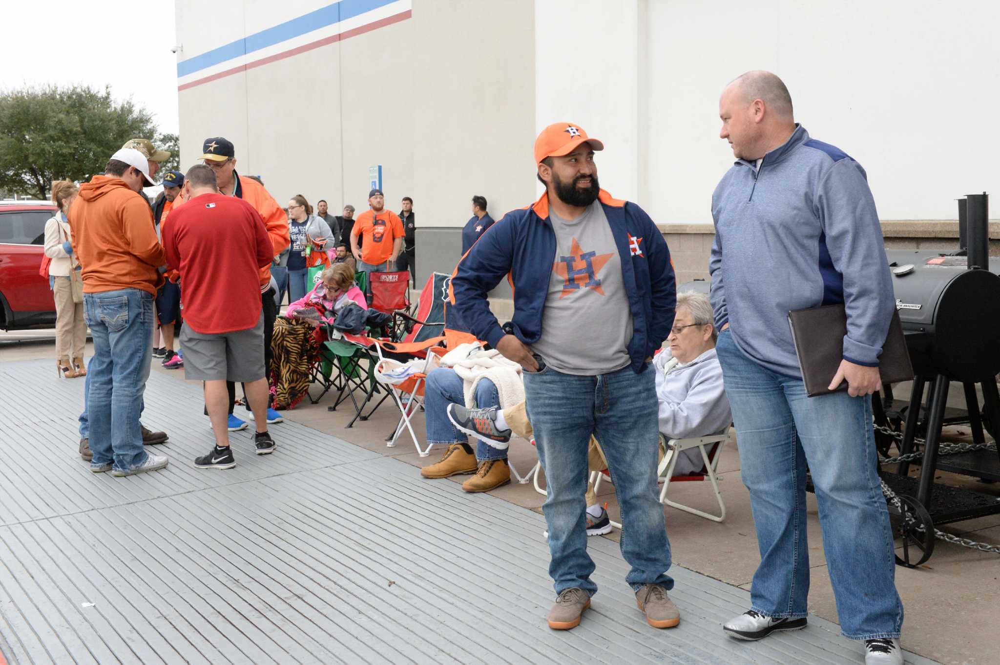 Orbit & Jake Marisnick trading hats, Whataburger