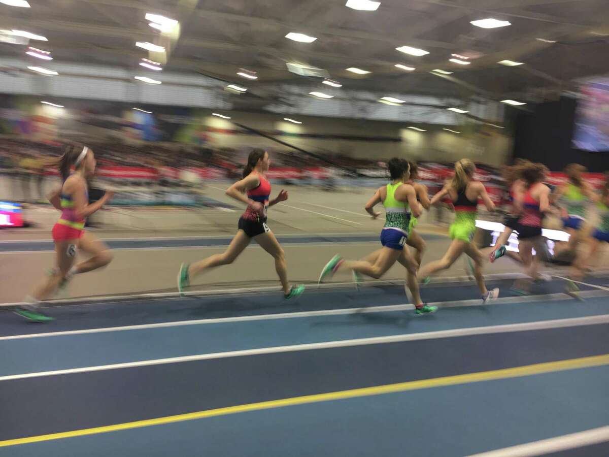 New Milford’s Mia Nahom competes in the New Balance Indoor Grand Prix in Boston.