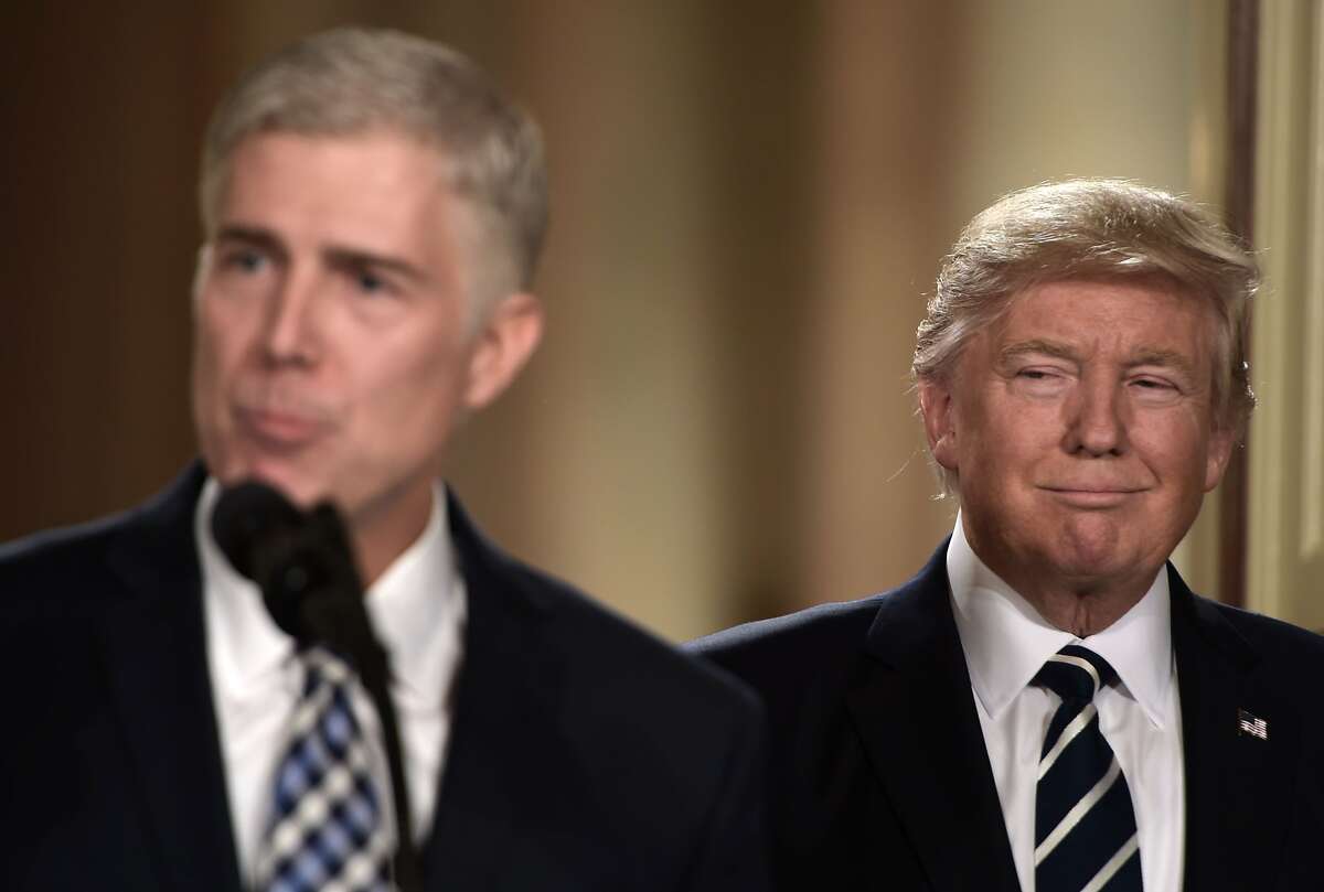 TOPSHOT - Judge Neil Gorsuch speaks, after US President Donald Trump nominated him for the Supreme Court, at the White House in Washington, DC, on January 31, 2017. President Donald Trump on nominated federal appellate judge Neil Gorsuch as his Supreme Court nominee, tilting the balance of the court back in the conservatives' favor. / AFP PHOTO / Brendan SMIALOWSKIBRENDAN SMIALOWSKI/AFP/Getty Images