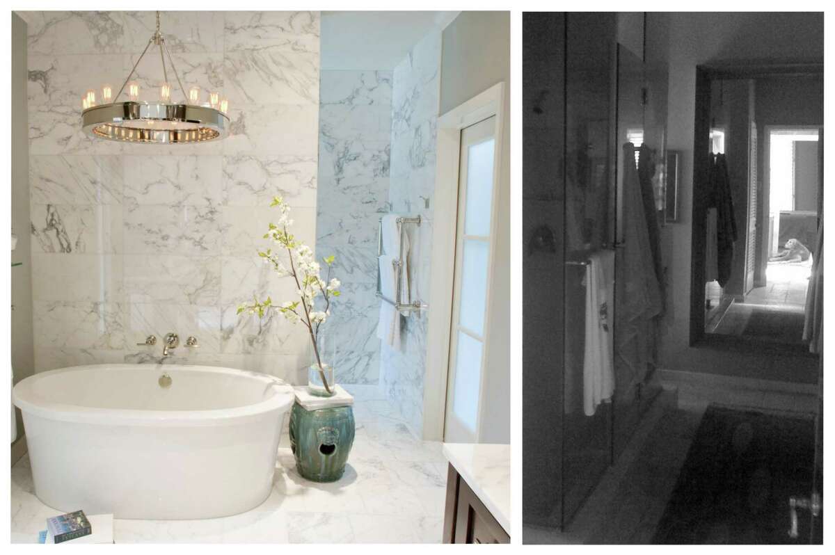 BRADSHAW: After and before views of the Penners' bathroom, designed by Julie Bradshaw.