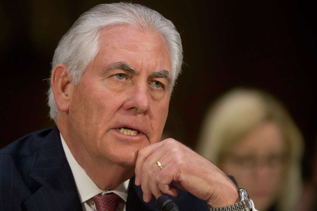 Secretary of State-designate Rex Tillerson testifies on Capitol Hill in Washington, Wednesday, Jan. 11, 2107, at his confirmation hearing before the Senate Foreign Relations Committee. (AP Photo/Steve Helber)