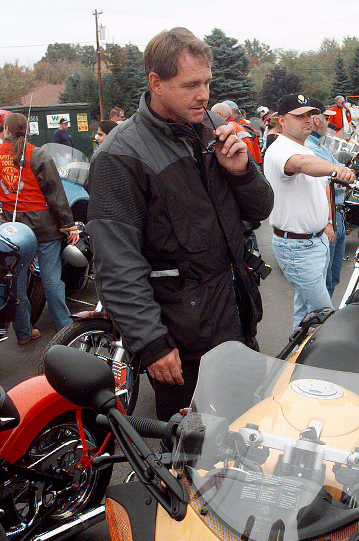 FILE - Jim Berrien at a motorcycle event in Far Hills, N.J in 1999.