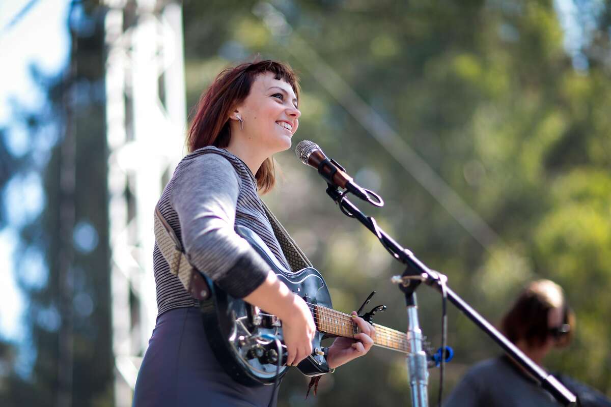 Angel Olsen performs on the Rooster Stage at the 2015 Hardly Strictly Bluegrass music festival on Sunday, Oct. 4, 2015 in San Francisco, Calif.