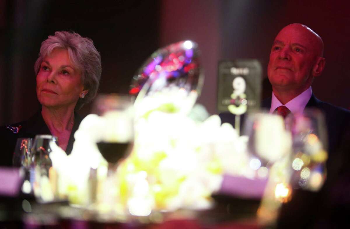 Bob and Janice McNair listen to a speaker at the Super Bowl Host Committee's Luminaries of the Game gala honoring Bob and Janice McNair on Wednesday, Feb. 1, 2017. (Annie Mulligan / Freelance)