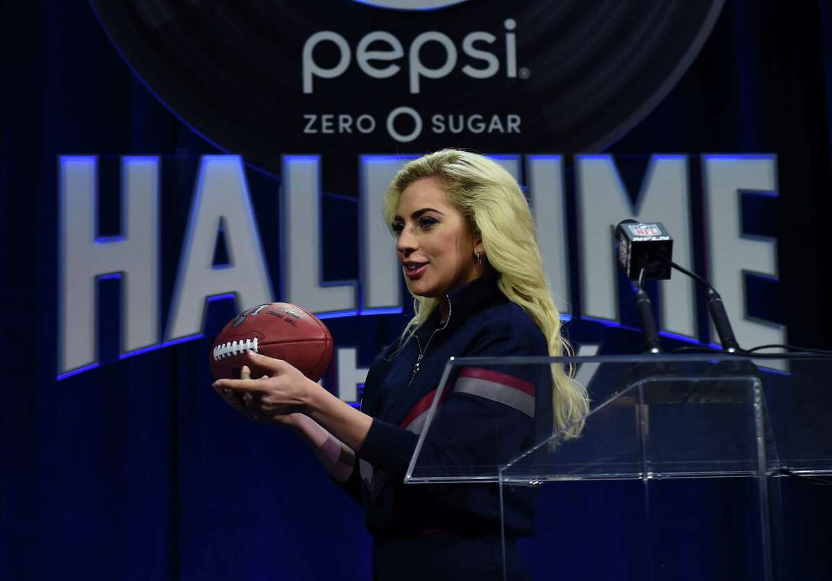 Lady Gaga meets with the press during the Super Bowl LI Pepsi Zero Sugar Halftime Show Press Conference at the George R. Brown Convention Center February 2, 2017 in Houston, Texas. / AFP PHOTO / TIMOTHY A. CLARYTIMOTHY A. CLARY/AFP/Getty Images