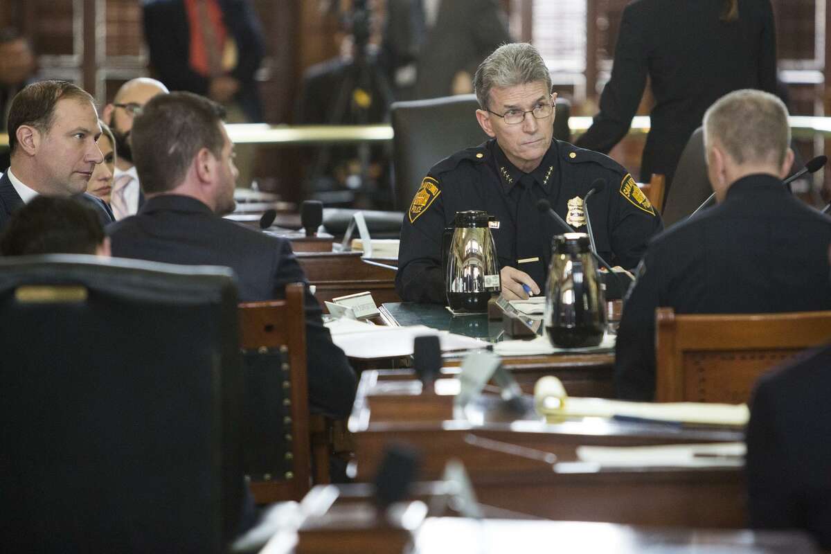 Police Chief William McManus testifies during the Senate Committee on State Affairs meeting about Senate Bill 4 at the Texas Capitol in Austin, Texas on February 2, 2017.