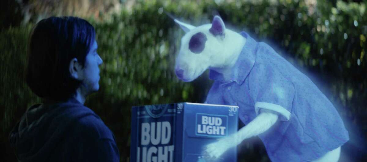 Shown is a scene from the Bud Light’s “Ghost Spuds” spot for Super Bowl LI. Bud Light is re-introducing the brand’s ’80s pop culture icon and man’s best friend, Spuds MacKenzie.