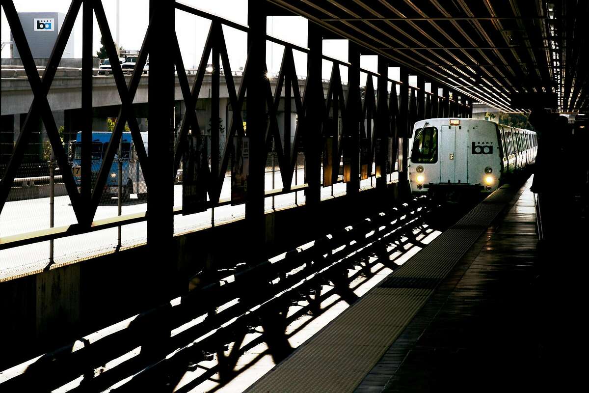A Richmond-bound train stops at the MacArthur BART Station on Thursday, Dec. 1, 2016 in Oakland, Calif. On this 4-car train, one of the cars has been modified with a row of single-passenger seats.