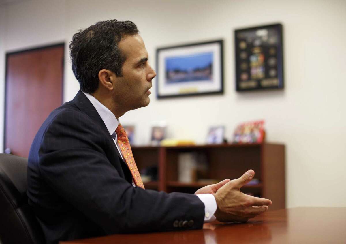 Texas Land Commisioner, George P. Bush, speaking in his office in Austin at 1700 Congress Ave. on Jan. 27, 2017.