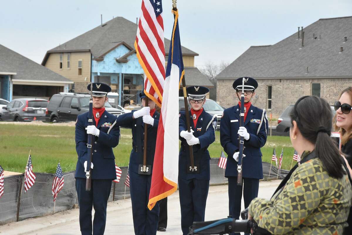 The Cypress Woods High School Air Force Junior ROTC unit presented the colors at the Operation Finally Home groundbreaking in the Bridgeland community on Jan. 27.