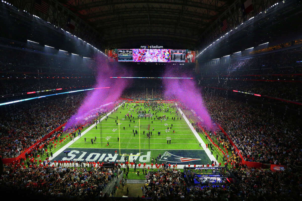 Confetti fills the air after the New England Patriots defeated the Atlanta Falcons in Super Bowl LI at NRG Stadium on Sunday, Feb. 5, 2017, in Houston. ( Jon Shapley / Houston Chronicle )