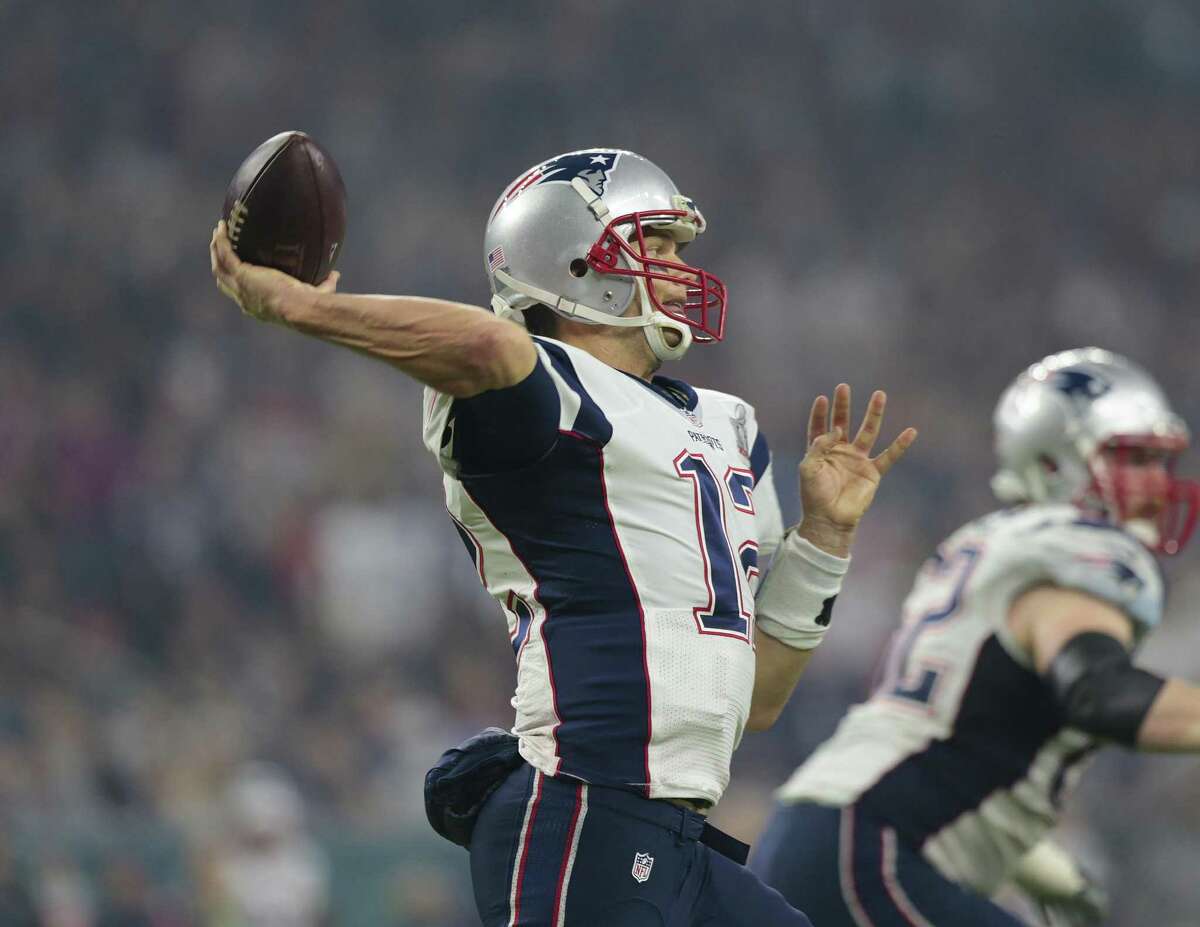New England Patriots quarterback Tom Brady throws a pass during the second quarter of Super Bowl LI at NRG Stadium on Sunday, Feb. 5, 2017, in Houston.