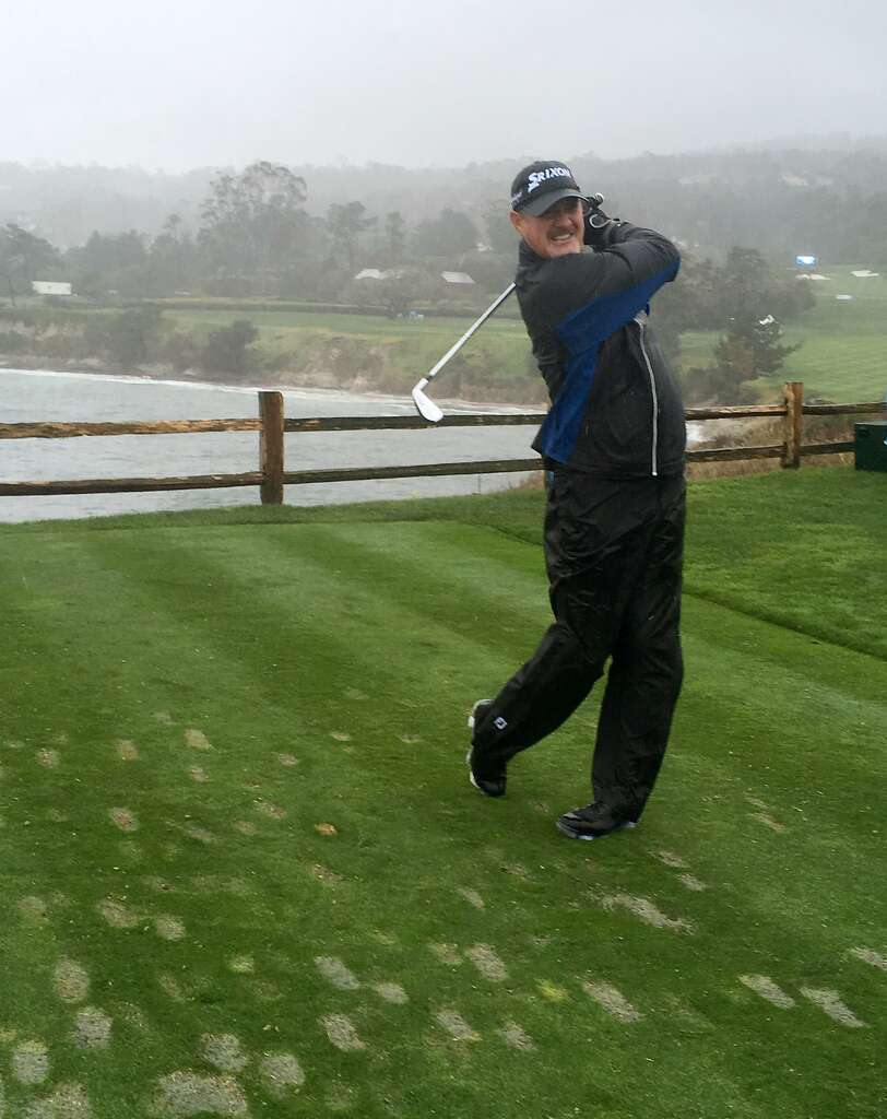 Pga Tour Veteran Jerry Kelly Tees Off With A Iron Into The Wind On Pebble Beach Pga Tour Veteran Jerry Kelly Tees Off With A Iron Into The Wind On Pebble Beach