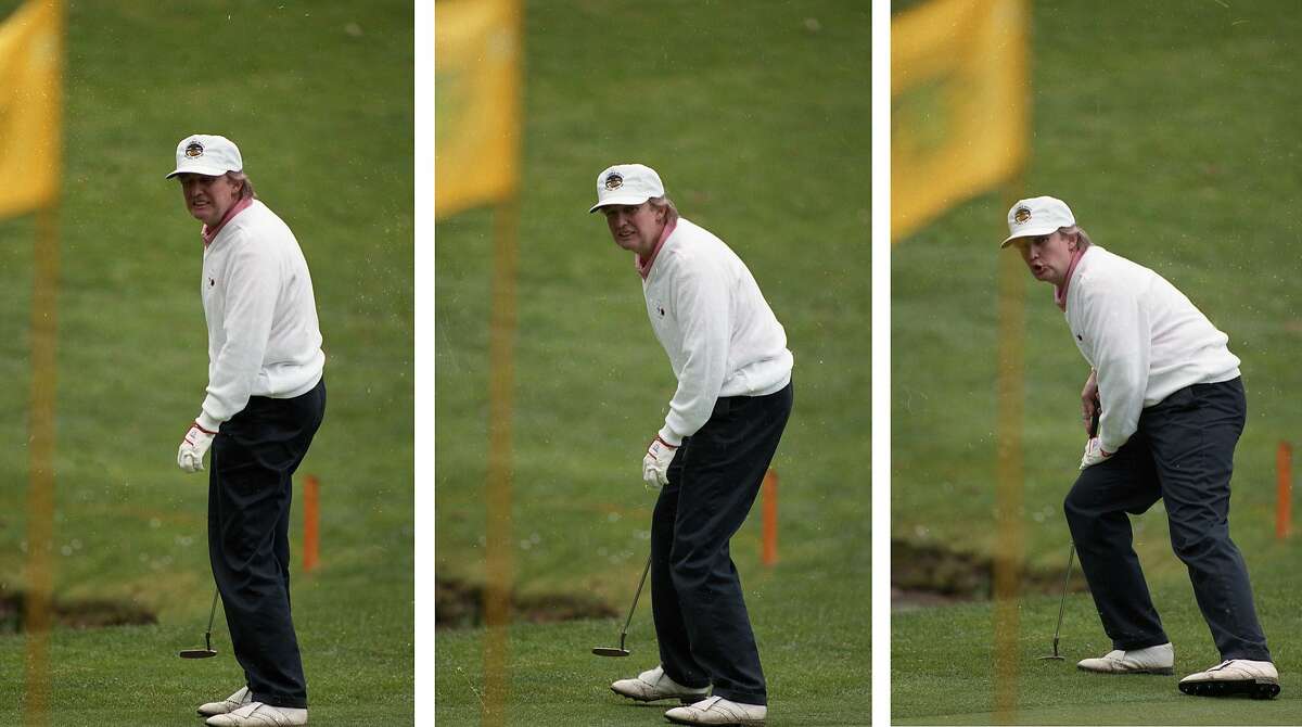 Donald Trump putts during the 1993 AT& Pebble Beach Pro-Am.