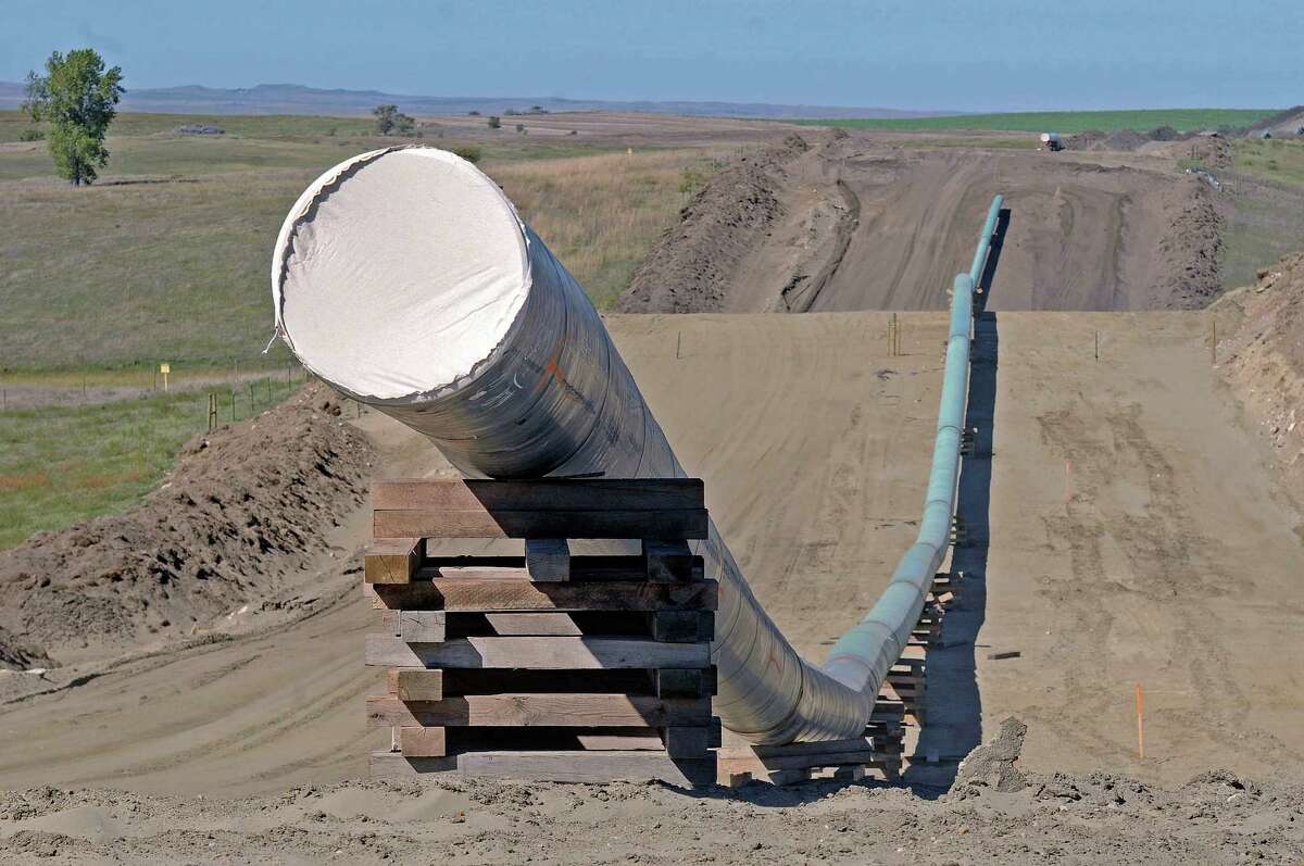 This section of the Dakota Access Pipeline was under construction this fall near St. Anthony, N.D. ﻿