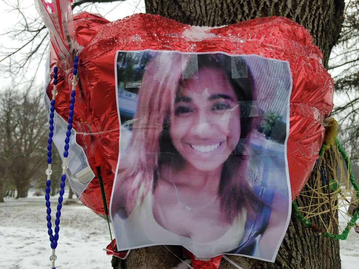 A memorial in Washington Park in Albany marks where Rajine Martinez, 21, was killed in a hit-and-run crash on Feb. 4, 2017. (Chris Churchill / Times Union)
