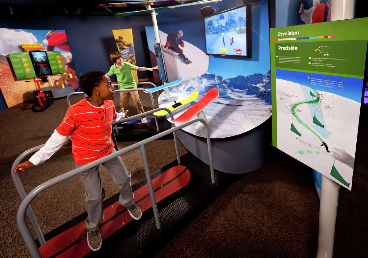A downhill snowboarding activity at the St. Louis Science Center's MathAlive! exhibit.