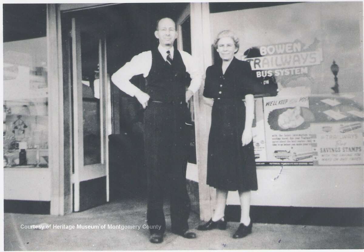 Pictured are Robin C. Carter and Hattie Stinson Carter, owners of the Carter Drug Store at Main and Davis streets in downtown Conroe. The purchased a home nearby at 402 West Phillips to serve as their residence.