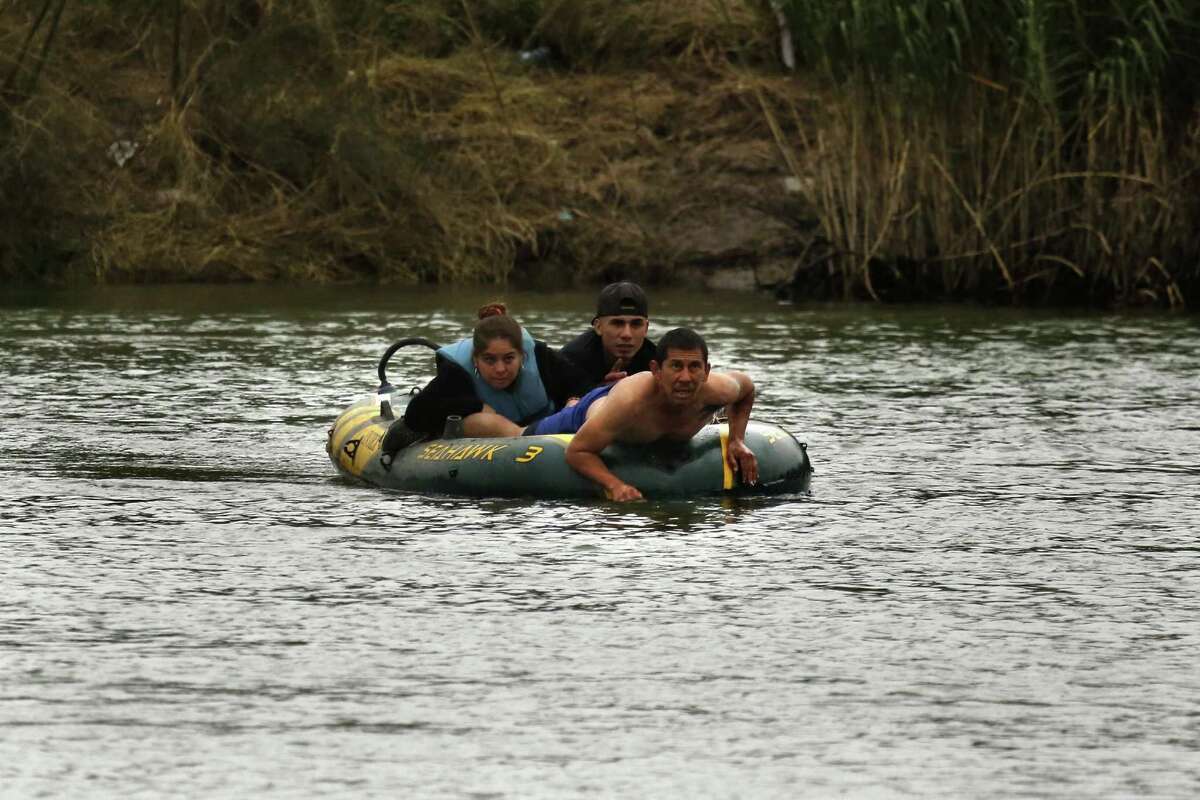 A smuggler tries to bring two people from Miguel Aleman, Mexico, to Roma, Texas in a small rubber raft, but the presence of U.S. Border Patrol agents deterred them, forcing them back. A reader lauds actions to keep migrants out.