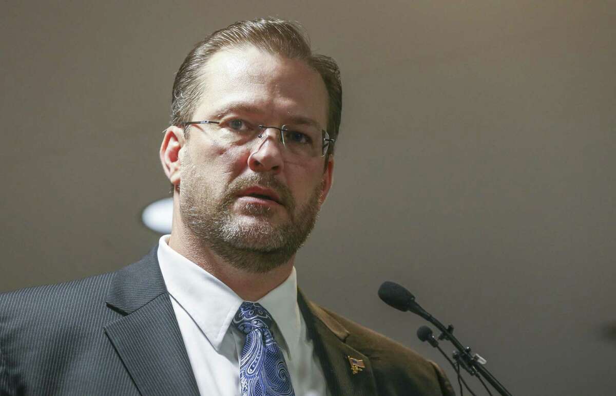 James Thompson speaks in Wichita, Kan., on Saturday, Feb. 11, 2017 after he was selected by a group of delegates to represent the Democratic Party in a special election scheduled for April 11 to fill a vacancy for the Kansas 4th congressional district. The seat, held by Republican Mike Pompeo, was vacated when Pompeo was selected by President Donald Trump to head the Central Intelligence Agency. (Travis Heying/The Wichita Eagle via AP)