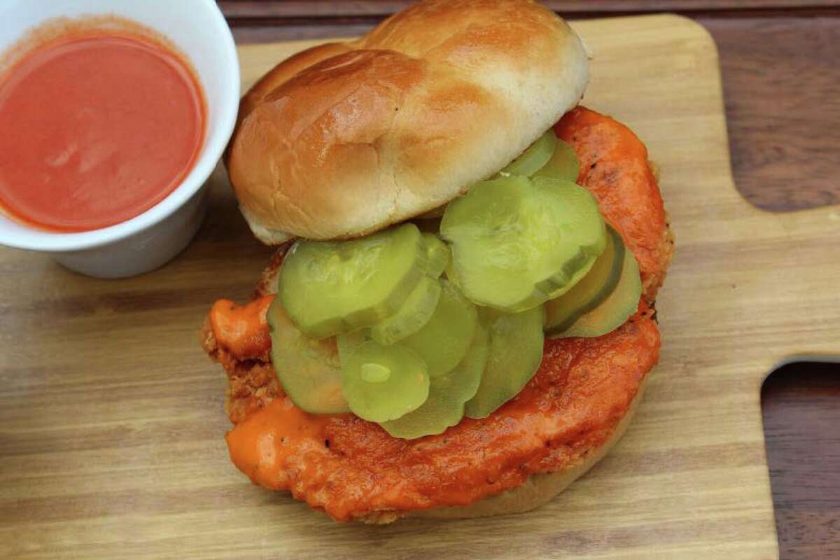 BBVA Compass Stadium's new food selections include the Houston Hot Chicken Sandwich, spicy fried chicken breast with honey butter, spicy sauce and cheddar cheese.