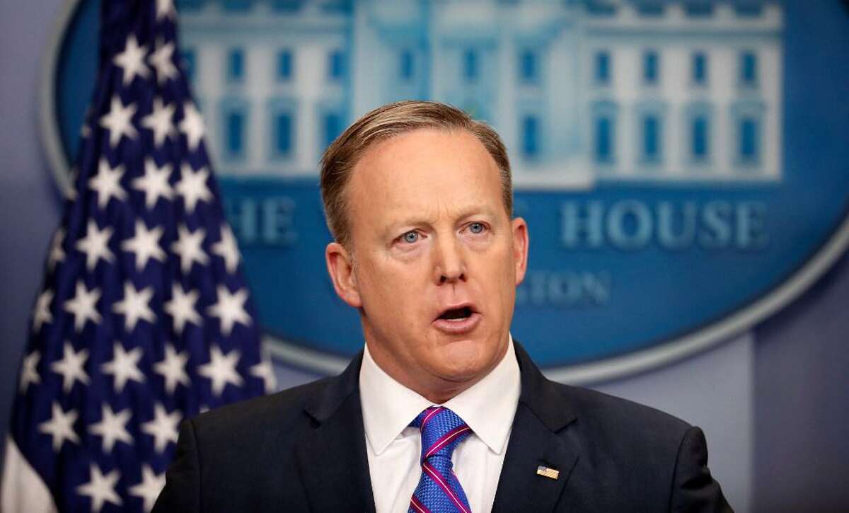 White House Press secretary Sean Spicer speaks to the media during the daily briefing in the Brady Press Briefing Room of the White House in Washington, Tuesday, Feb. 14, 2017.