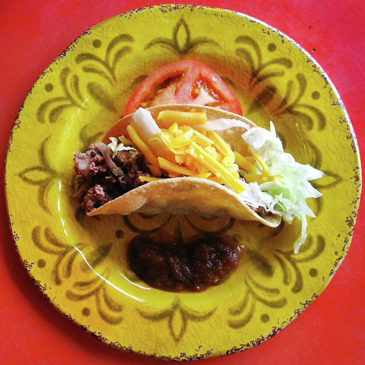 Crispy taco with beef picadillo from Mary Lou's Cafe.