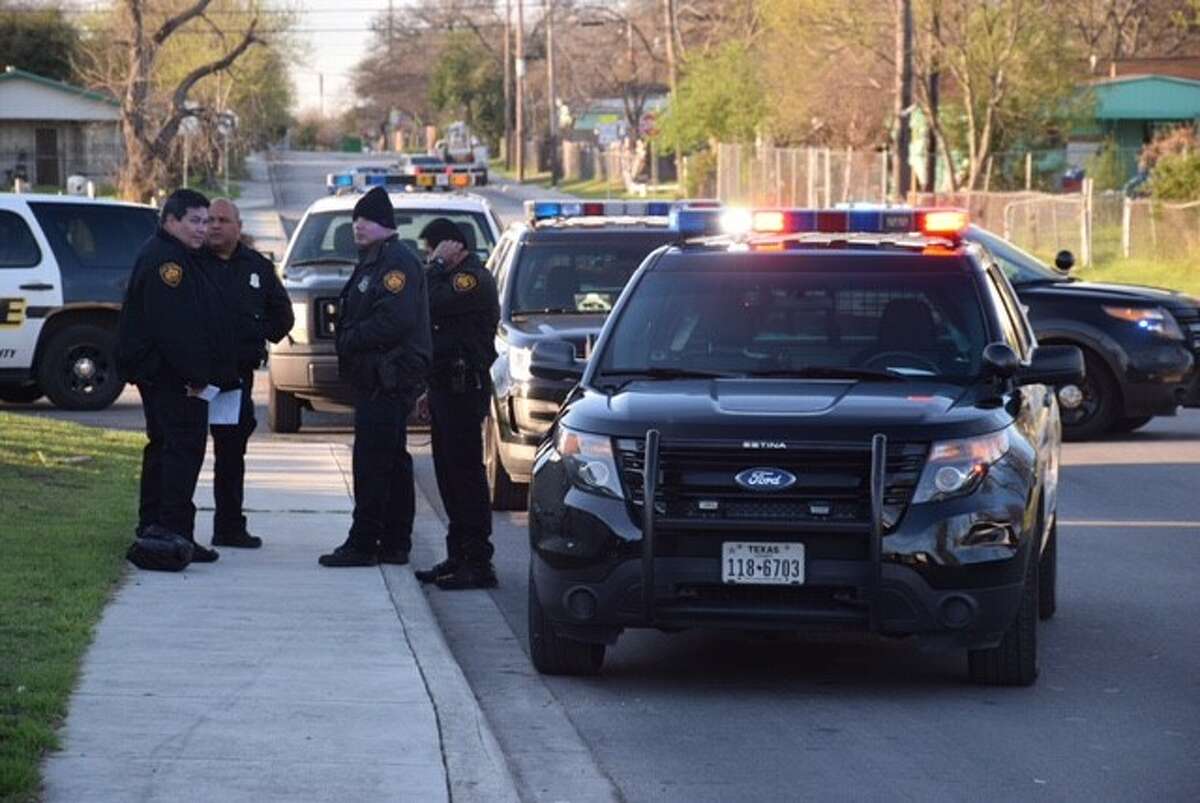 San Antonio police are investigating a crime scene involving a man who allegedly attacked his mother's boyfriend with brass knuckles and a shovel at the intersection of 28th and Menchaca Streets on Wednesday, Feb. 15, 2017.