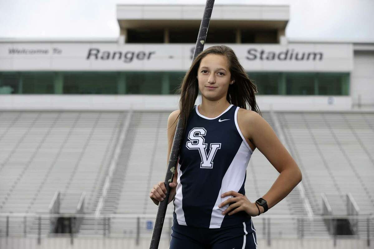 Smithson Valley pole vaulter Colleen Clancy poses at the school on Feb. 13, 2017. Clancy, who is a two-time silver state medalist and the area’s record-holder in the girls pole vault, is looking to win a state gold before she heads to compete for Alabama during the summer.