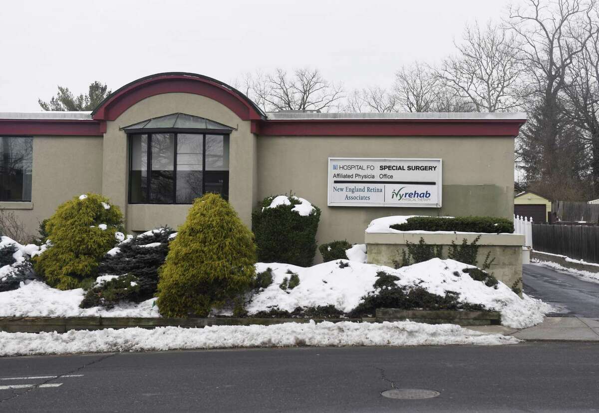 The business complex at 143 Sound Beach Ave. in Old Greenwich, Conn., photographed on Wednesday, Feb. 15, 2017. A proposal has been pitched to the town's Planning and Zoning Commission to build an apartment complex with 44 units at the current site of the business complex. The current building houses three businesses - the Hospital for Special Surgery, New England Retina Associates and Ivy Rehab Physical Therapy.
