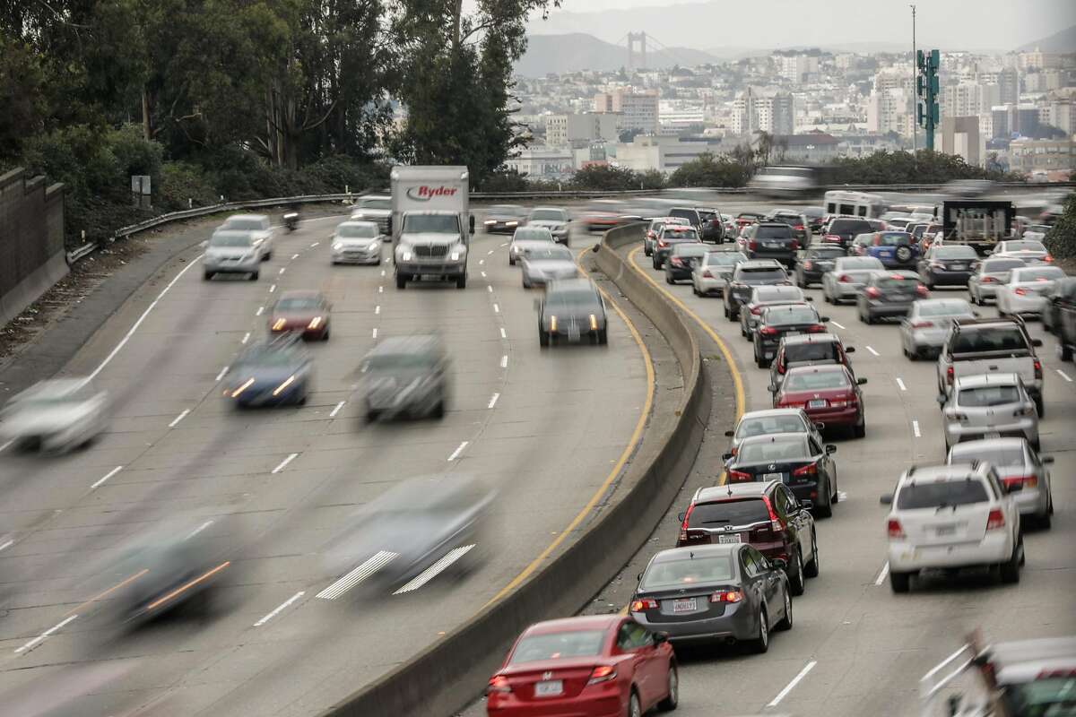 Traffic is seen on Highway 101 in San Francisco, California, on Wednesday, Feb. 15, 2017.