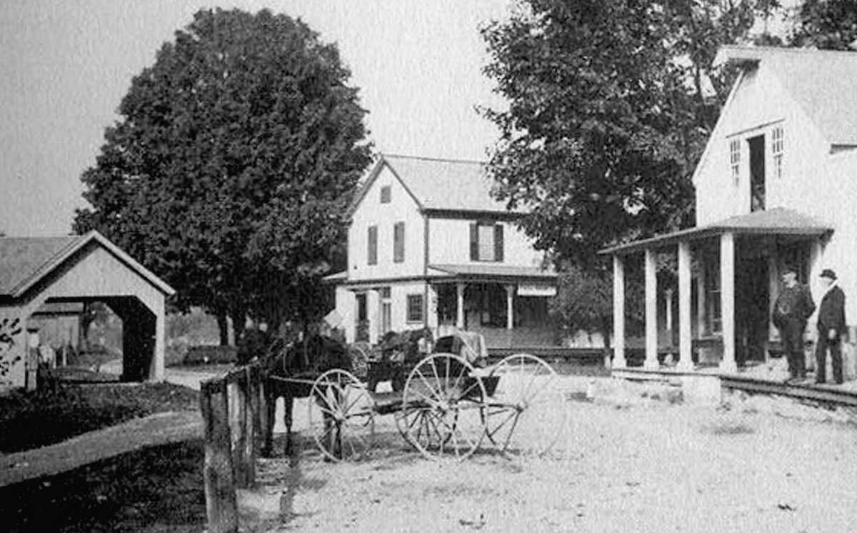 A view of Gaylordsville's village center circa 1900, with the public scales at the left, Disbrow's store in the center and Barlow's store to the right. If you have a “Way Back When” photo you’d like to share, contact Deborah Rose at drose@newmilford.com or call 860-355-7324.