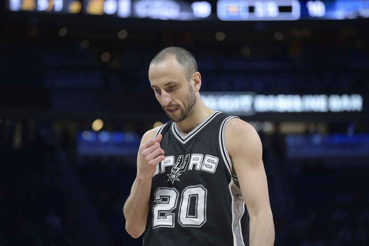 Manu Ginobili sustained an impingement of his left ankle in the Spurs' victory over Orlando Wednesday night. (AP photo)