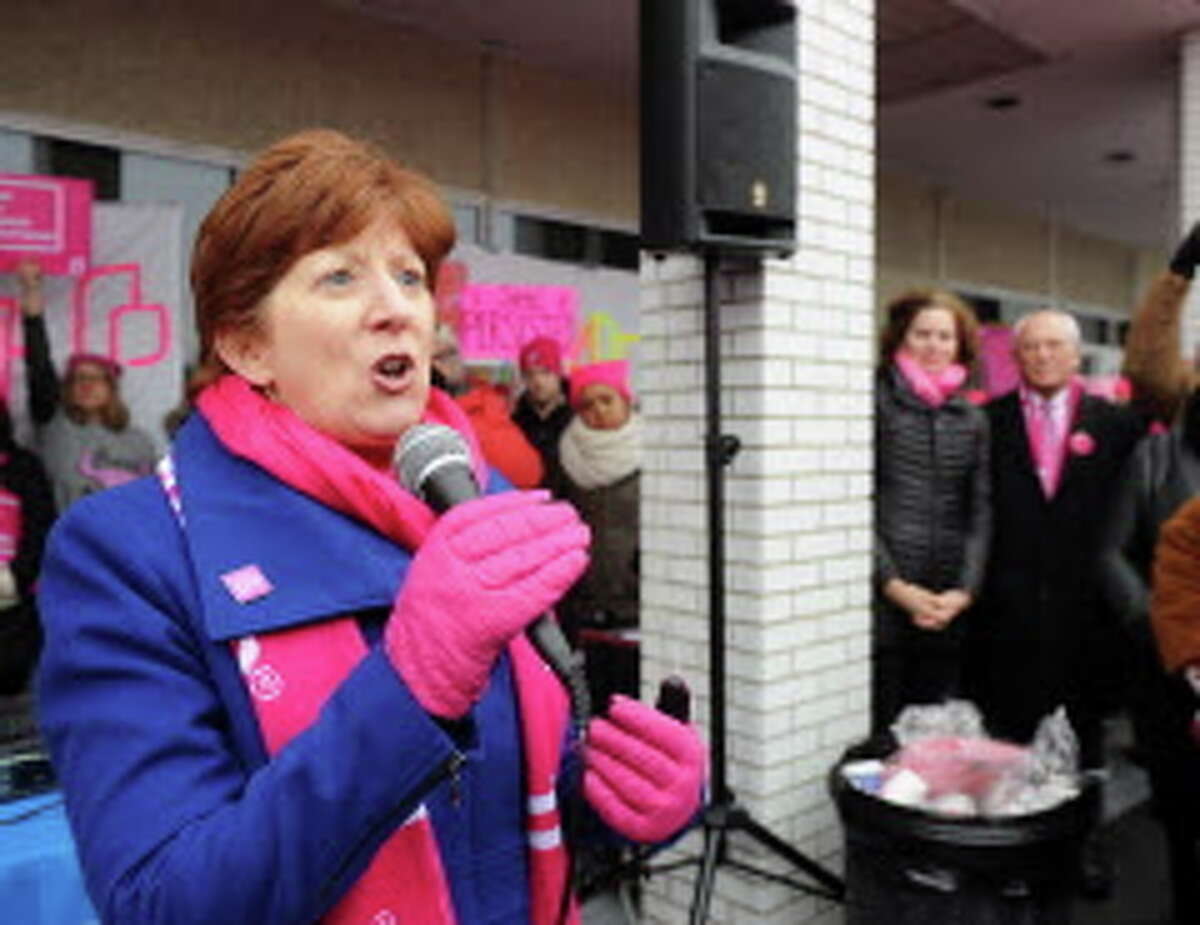 Albany Mayor Kathy Sheehan speaks during a rally supporting Planned Parenthood at the organization's location on Central Avenue in Albany, N.Y. Saturday, Feb. 11, 2017. (Robert Downen/Times Union)