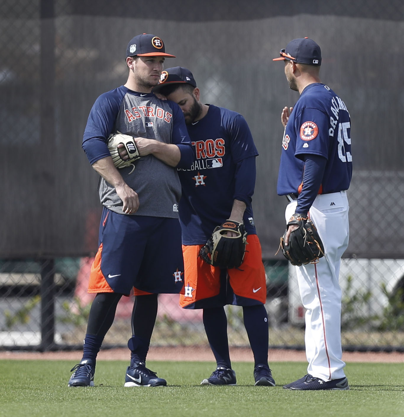 Houston Astros left fielder Preston Tucker follows the flight of