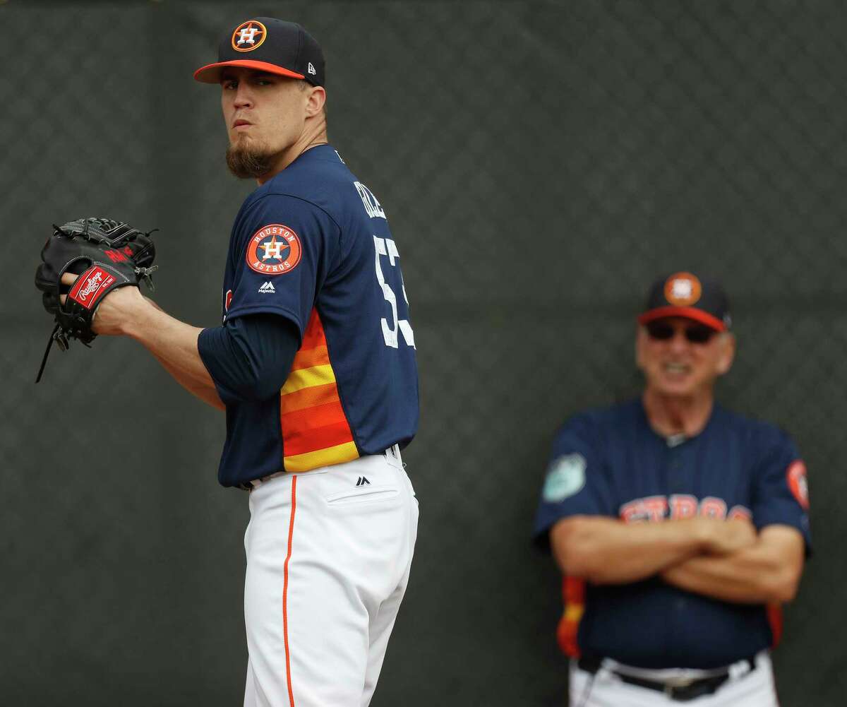 Houston Astros relief pitcher Ken Giles pitches during spring training at The Ballpark of the Palm Beaches, in West Palm Beach, Florida, Thursday, February 16, 2017.