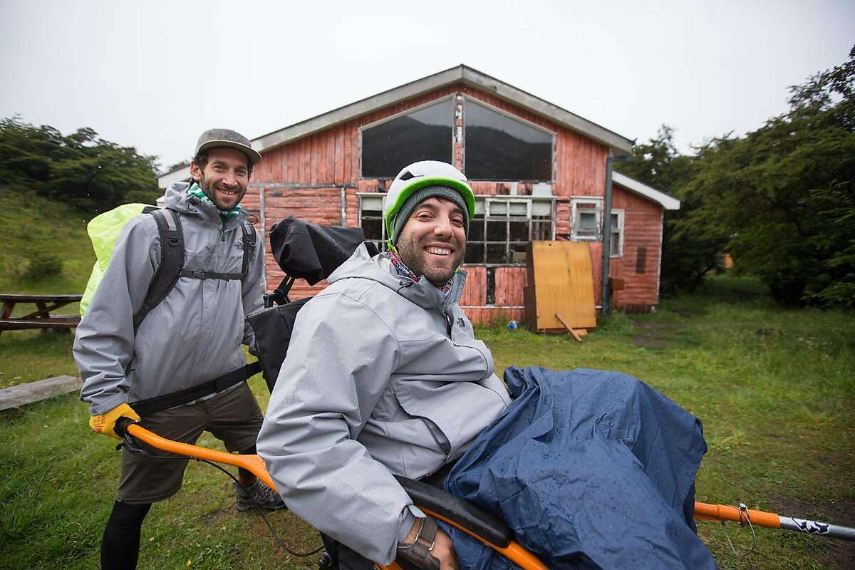 Matias Silberstein and Alvaro Silberstein (left to right) getting ready for the first day of the hike.