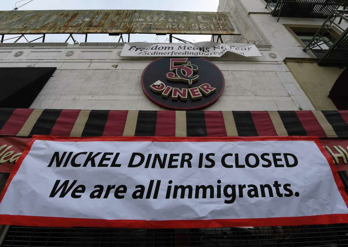 Nickel Diner restaurant in Los Angeles shows its solidarity with the Day Without Immigrants nationwide protests. From burger joints to posh eateries, scores of restaurants across the nation shut down as part of a protest with echoes across the United States against President Donald Trump’s treatment of immigrants.