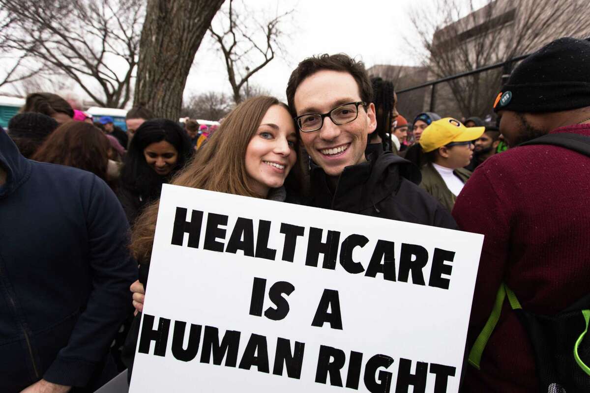 Kira Ganga Kieffer and her husband, Aaron Eisman, at the Women's March on Washington, D.C. Jan. 21.